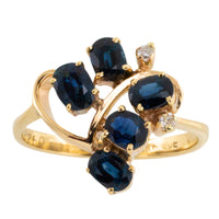 Sapphire and diamond ring in 14 carat gold-Vintage Rings-The Antique Ring Shop