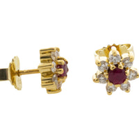 Vitage ruby and diamond studs-Earrings-The Antique Ring Shop