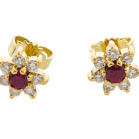 Vitage ruby and diamond studs-Earrings-The Antique Ring Shop