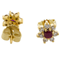 Vitage ruby and diamond studs-Earrings-The Antique Ring Shop