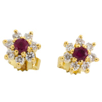 Vitage ruby and diamond studs-Earrings-The Antique Ring Shop