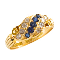 Victorian 18 carat gold sapphire and rose diamond ring-Antique rings-The Antique Ring Shop