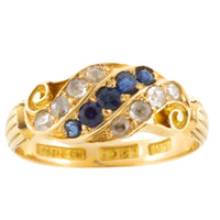 Victorian 18 carat gold sapphire and rose diamond ring-Antique rings-The Antique Ring Shop