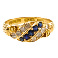 Victorian 18 carat gold sapphire and rose diamond ring-Antique rings-The Antique Ring Shop
