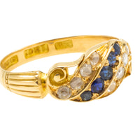 Victorian 18 carat gold sapphire and rose diamond ring-Antique rings-The Antique Ring Shop