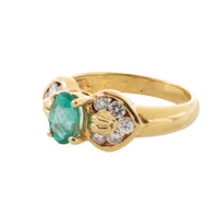 Emerald and diamond ring in 18 carat gold-engagement rings-The Antique Ring Shop