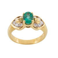 Emerald and diamond ring in 18 carat gold-engagement rings-The Antique Ring Shop