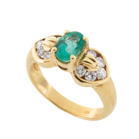 Emerald and diamond ring in 18 carat gold-engagement rings-The Antique Ring Shop