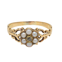 Victorian pearl and diamond mourning ring-Antique rings-The Antique Ring Shop