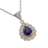 Sapphire and diamond pendant in 18 carat gold-Pendants-The Antique Ring Shop