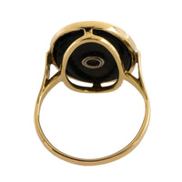 Onyx and old cut diamond ring in 14 carat gold-Vintage Rings-The Antique Ring Shop