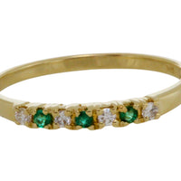 14 carat gold emerald and diamond ring-Vintage Rings-The Antique Ring Shop