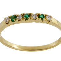 14 carat gold emerald and diamond ring-Vintage Rings-The Antique Ring Shop