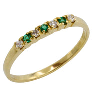 14 carat gold emerald and diamond ring-Vintage Rings-The Antique Ring Shop