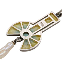 Art Deco Plique a jour silver pendant with pearls-Pendants-The Antique Ring Shop