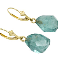 Faceted teel colored tourmaline earrings-Earrings-The Antique Ring Shop