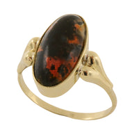 Cabochon mosagaat ring van 14 karaat goud