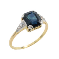 Vintage 18 carat gold sapphire and diamond ring-Vintage Rings-The Antique Ring Shop