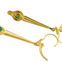 Emerald pendant earrings-Earrings-The Antique Ring Shop