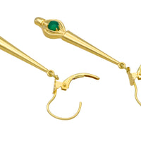 Emerald pendant earrings-Earrings-The Antique Ring Shop