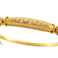 Edwardian hinged bracelet with old cut diamonds-Bracelets-The Antique Ring Shop