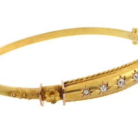 Edwardian hinged bracelet with old cut diamonds-Bracelets-The Antique Ring Shop