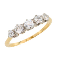 Five stone old cut diamond ring in 18 carat gold