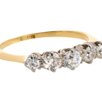 Five stone old cut diamond ring in 18 carat gold