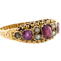 Victorian garnet and pearl ring from 1872-Antique rings-The Antique Ring Shop
