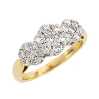 Diamond triple cluster ring in 18 carat gold-engagement rings-The Antique Ring Shop