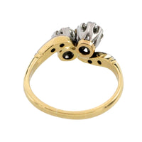 Diamond Toi et Moi ring in 18 carat gold and platinum-engagement rings-The Antique Ring Shop