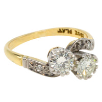 Diamond Toi et Moi ring in 18 carat gold and platinum-engagement rings-The Antique Ring Shop