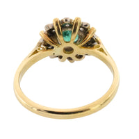 Vintage emerald and diamond cluster ring in gold and platinum-The Antique Ring Shop