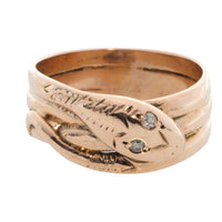 Antique snake ring with diamond eyes-Antique rings-The Antique Ring Shop