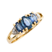 Three stone sapphire ring in 14 carat gold-Vintage Rings-The Antique Ring Shop