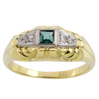 Tourmaline and diamond ring in 14 carat gold-Vintage Rings-The Antique Ring Shop