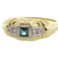 Tourmaline and diamond ring in 14 carat gold-Vintage Rings-The Antique Ring Shop