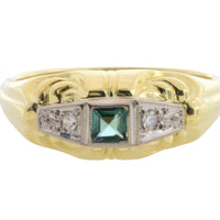 Tourmaline and diamond ring in 14 carat gold-Vintage Rings-The Antique Ring Shop