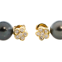 Diamond and grey pearl earrings-Earrings-The Antique Ring Shop