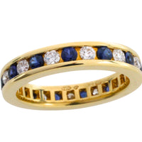 Sapphire and diamond eternity band in 18 carat gold-Vintage Rings-The Antique Ring Shop