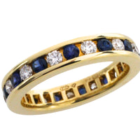 Sapphire and diamond eternity band in 18 carat gold-Vintage Rings-The Antique Ring Shop