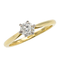 Old mine cut diamond solitaire ring