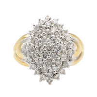 Diamond navette cluster ring in 18 carat gold