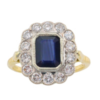 Vintage sapphire and diamond ring in 18 carat gold-Rings-The Antique Ring Shop