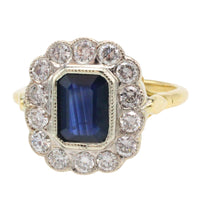 Vintage sapphire and diamond ring in 18 carat gold-Rings-The Antique Ring Shop