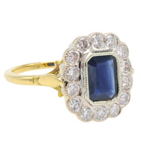 Vintage sapphire and diamond ring in 18 carat gold-Rings-The Antique Ring Shop