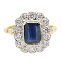 Vintage sapphire and diamond ring in 18 carat gold-Rings-The Antique Ring Shop