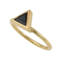 Black diamond ring in 18 carat gold-Vintage Rings-The Antique Ring Shop