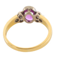 Pink sapphire and diamond ring in 18 carat gold-engagement rings-The Antique Ring Shop
