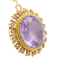 Amethyst pendant earrings in 14 carat gold-Earrings-The Antique Ring Shop